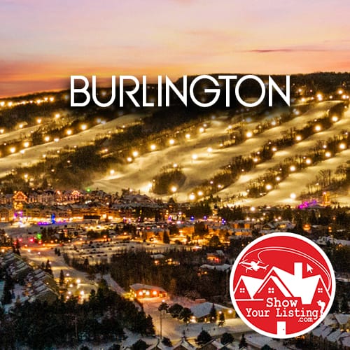 Stunning drone photography showcasing Burlington's family-friendly neighborhoods, waterfront views, and vibrant real estate market—ideal for promoting your home with professional real estate media services.